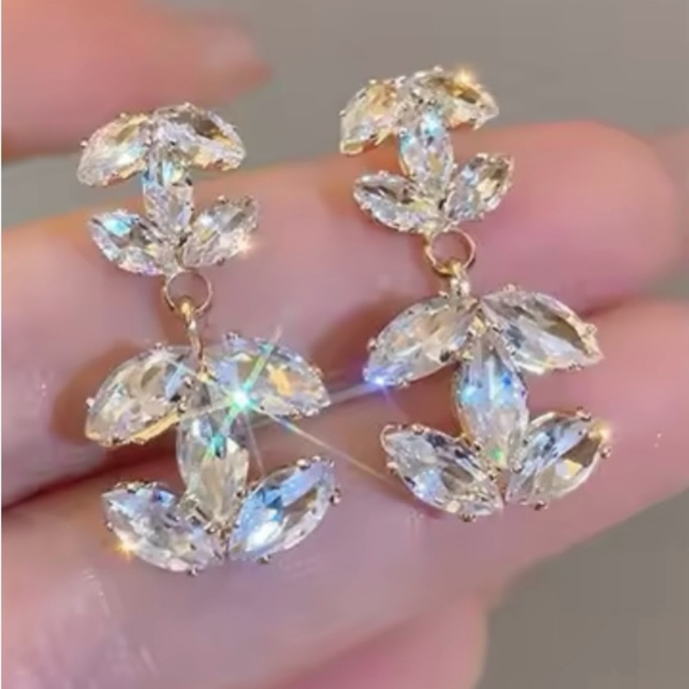 Crystal and Gold Drop Earrings